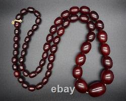 Antique Art Deco Cherry Amber Bakelite Faturan Beads Necklace 145g