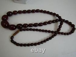 Antique Art Deco Cherry Red Amber Bakelite Graduating Necklace 72 grams tested