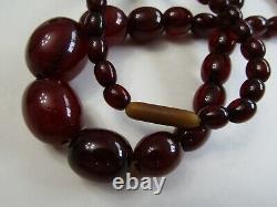 Antique Art Deco Cherry Red Amber Bakelite Graduating Necklace 72 grams tested