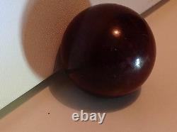 Antique Art Deco Cherry opaque color Bakelite ball walking stick handle (m1145)