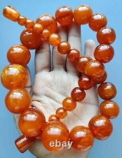 Antique Art Deco Honey Amber Bakelite Graduated Necklace 127 gms 22 inches