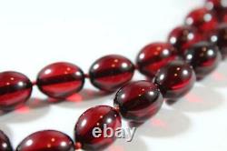 Antique Art Deco Natural Cherry Amber Beaded Necklace