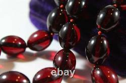 Antique Art Deco Natural Cherry Amber Beaded Necklace