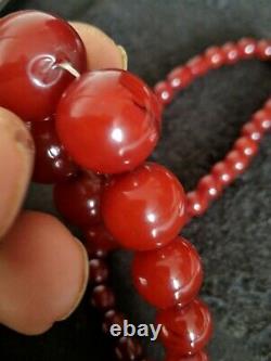 Antique Art Deco Swril Cherry Amber Marble Bakelite Necklace
