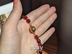 Antique Art Deco bakelite beads 58.6 gr beaded necklace cherry amber faturan