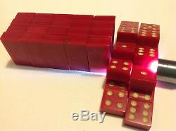 Antique Art Deco cherry Amber color Bakelite Domino blocks 28 parts 387 gram