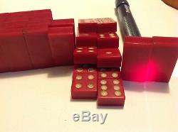 Antique Art Deco cherry Amber color Bakelite Domino blocks 28 parts 387 gram