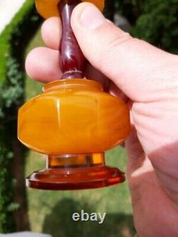 Antique Bakelite Cherry Amber Faturan With Veins/Damari Hookah 98 Grams