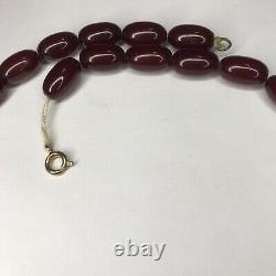 Antique Bakelite Cherry Amber Graduated Bead Necklace 31Grams
