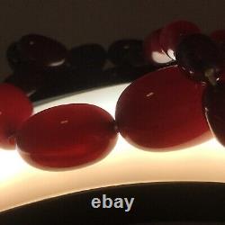 Antique Bakelite Cherry Amber Graduated Bead Necklace 31Grams