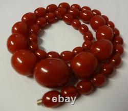 Antique Barrel Oval Luxury Natural Baltic Cherry Amber Bakelite Necklace