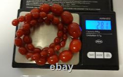 Antique Barrel Oval Luxury Natural Baltic Cherry Amber Bakelite Necklace