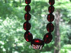 Antique CHERRY AMBER FACETED GRADUATED BEAD NECKLACE 32 56 grams