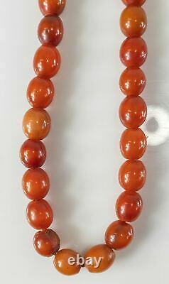 Antique Carved Cherry Amber Bakelite Faturan Prayer Necklace Catalin 56.1g