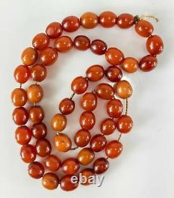 Antique Carved Cherry Amber Bakelite Faturan Prayer Necklace Catalin 56.1g