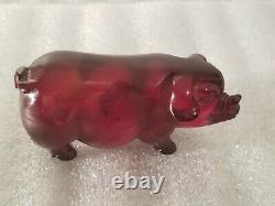 Antique Carved Hog Pig Figurine Red Amber Feng Shui Animals