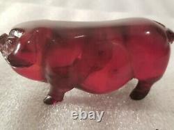 Antique Carved Hog Pig Figurine Red Amber Feng Shui Animals