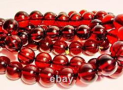 Antique Cherry Amber BAKELITE 85 Bead Necklace 140+ Gram 45 Long Art Deco