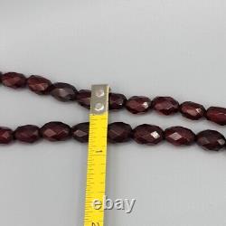 Antique Cherry Amber Bakelite Faceted Egg Bead Necklace 30 51g