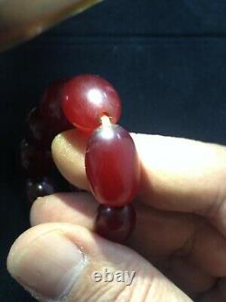 Antique Cherry Amber Bakelite Faturan Beads Necklace 52 Gram