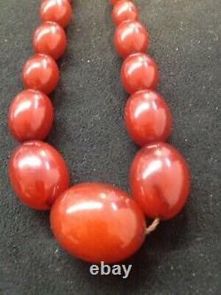 Antique Cherry Amber Bakelite Faturan Beads Necklace 52 Gram Marbled