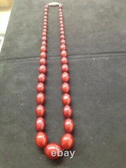 Antique Cherry Amber Bakelite Faturan Beads Necklace 56 Gram Marbled