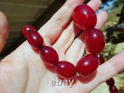 Antique Cherry Amber Bakelite (Faturan) Beads Necklace & Earrings 70g