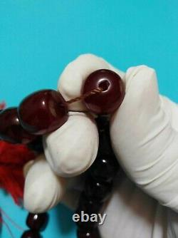 Antique Cherry Amber Bakelite Faturan Genuine Islamic Prayer Beads 69 grams