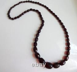 Antique Cherry Amber Bakelite Faturan Graduated Bead Necklace 54. Grams 30 Long