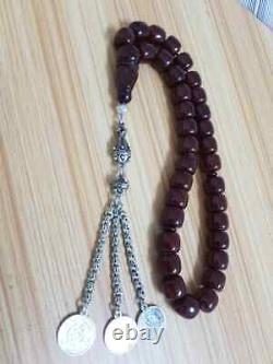 Antique Cherry Amber Bakelite Faturan Graduated Islamic Tesbih Prayer Beads 92gr