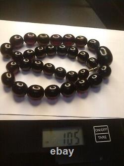 Antique Cherry Amber Bakelite Faturan Necklace 105 grams