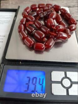 Antique Cherry Amber Bakelite Faturan Tesbih Misbaha Old Prayer Beads Veins 39gr