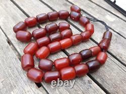 Antique Cherry Amber Bakelite Faturan Tesbih Misbaha Prayer Beads Veins 102grams
