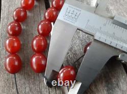 Antique Cherry Amber Bakelite Faturan Veins Misbaha Old Prayer Beads Red Egg 35g