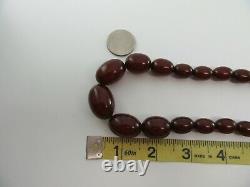 Antique Cherry Amber Bakelite Necklace Olive Shape Beads Simichrome N819