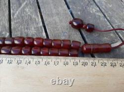 Antique Cherry Amber Bakelite Old Faturan Tesbih Misbaha Prayer Beads Veins 65gr