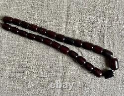 Antique Cherry Amber Bakelite Prayer Bead Necklace 212 Grams