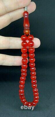 Antique Cherry Amber Bakelite Vein Prayer Beads Rosary Rare Simichrome Test 26 g