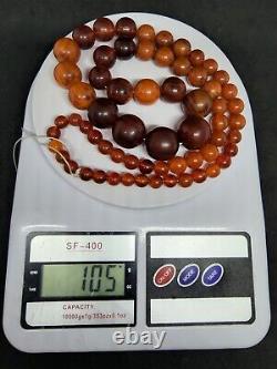 Antique Cherry Amber Bakelite Vein Rare Large Necklace 104 g simichrome tested