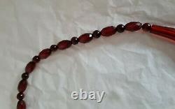 Antique Cherry Amber Bakelite bead necklace. Art Deco period. Circa 1920's