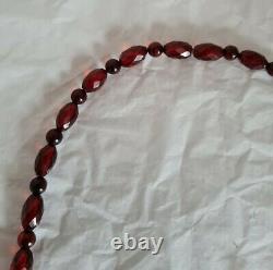 Antique Cherry Amber Bakelite bead necklace. Art Deco period. Circa 1920's