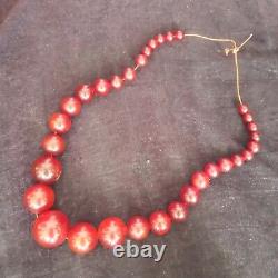 Antique Cherry Amber Faturan Bakelite Art Deco Necklace 108 Gram
