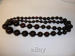 Antique Cherry Amber Graduated Bead Hand Knoted Necklace 104gr