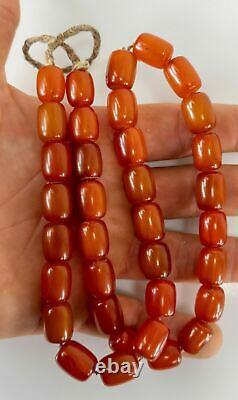 Antique Cherry Amber Honey Bakelite Faturan Catalin Prayer Necklace 54.2 grams