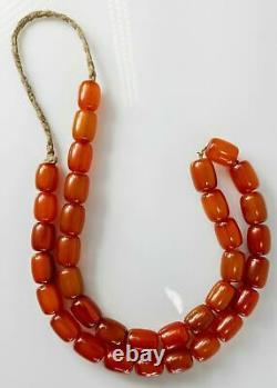 Antique Cherry Amber Honey Bakelite Faturan Catalin Prayer Necklace 54.2 grams