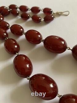 Antique Cherry Amber Marbled Graduated Bead Necklace 57.9 Grammes