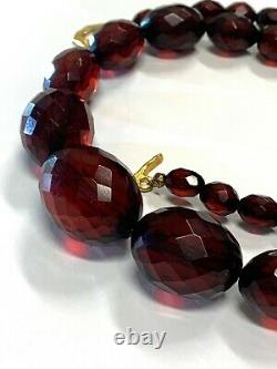 Antique Cherry Amber Necklace Victorian Faceted Beads