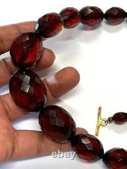 Antique Cherry Amber Necklace Victorian Faceted Beads