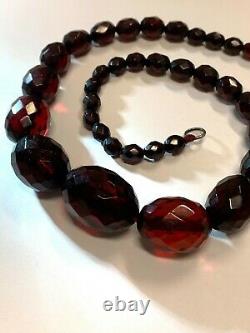 Antique Cherry Amber Necklace Victorian Faceted Beads with closure