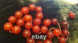 Antique Cherry Amber Rare Faturan Bakelite Prayer Islamic Beads Veins Misbaha